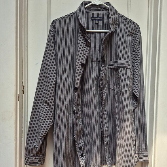 Cambridge Classics Black/Grey Stripped Dress Shirt - M - Picture 1 of 6